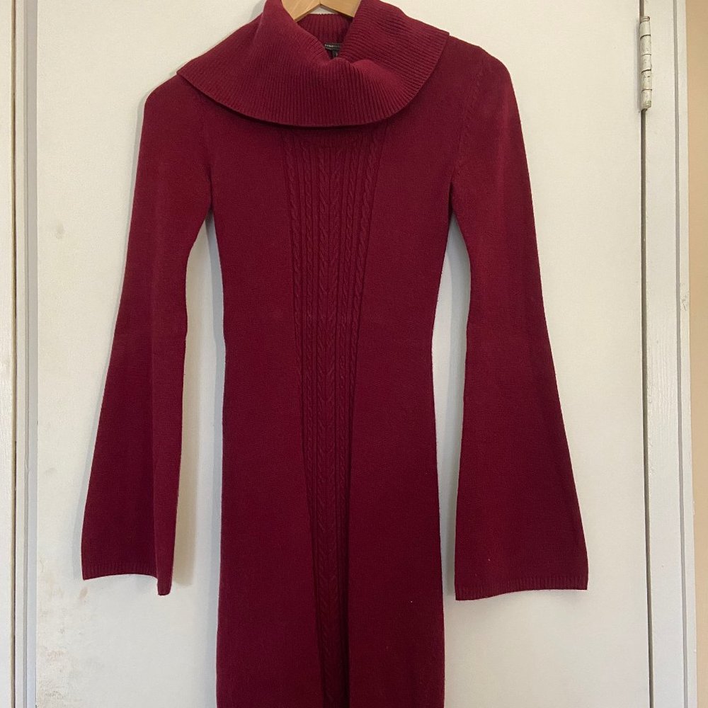 Red Knit Turtle Neck Dress